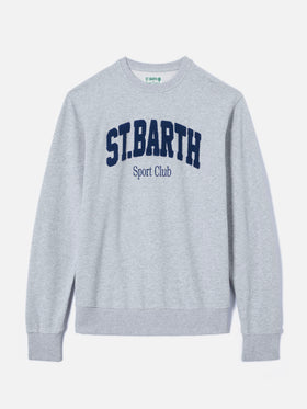 Sudadera de algodón gris Ponza con logo Sport Club en relieve con efecto rizo 