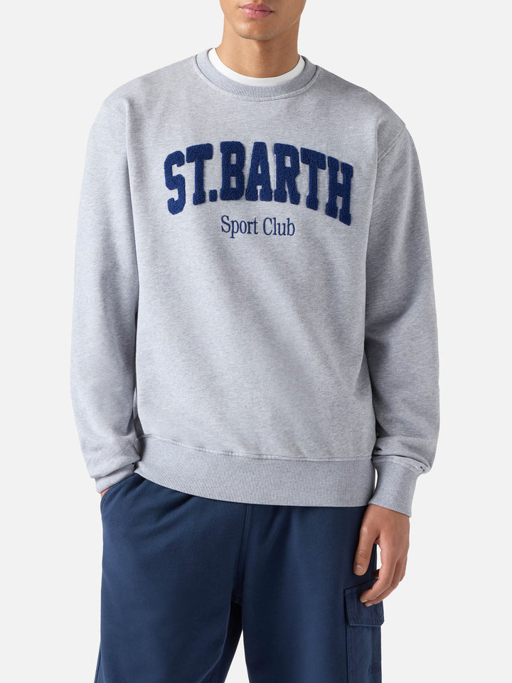 Felpa Ponza in cotone girgio con logo Sport Club effetto spugna