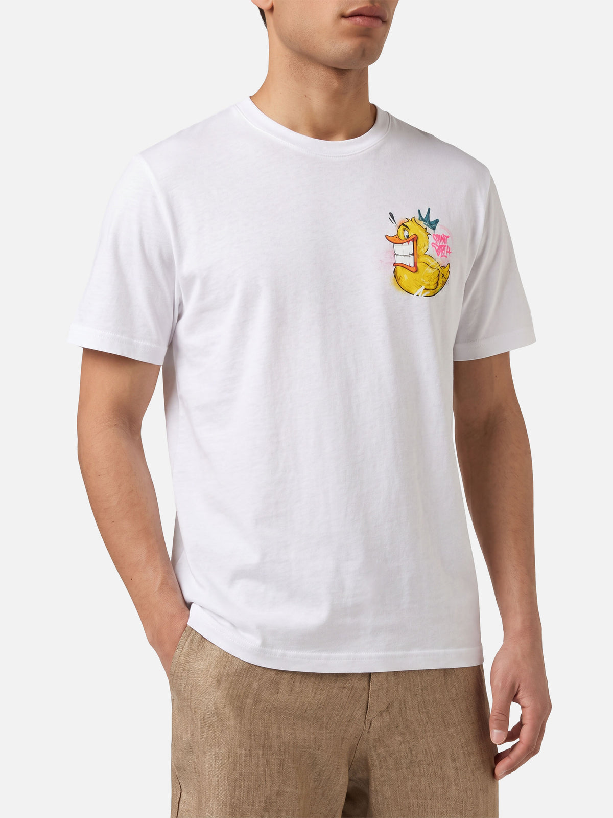 Portofino T-Shirt aus weißer Baumwolle mit Crypto Duck | Special Edition 