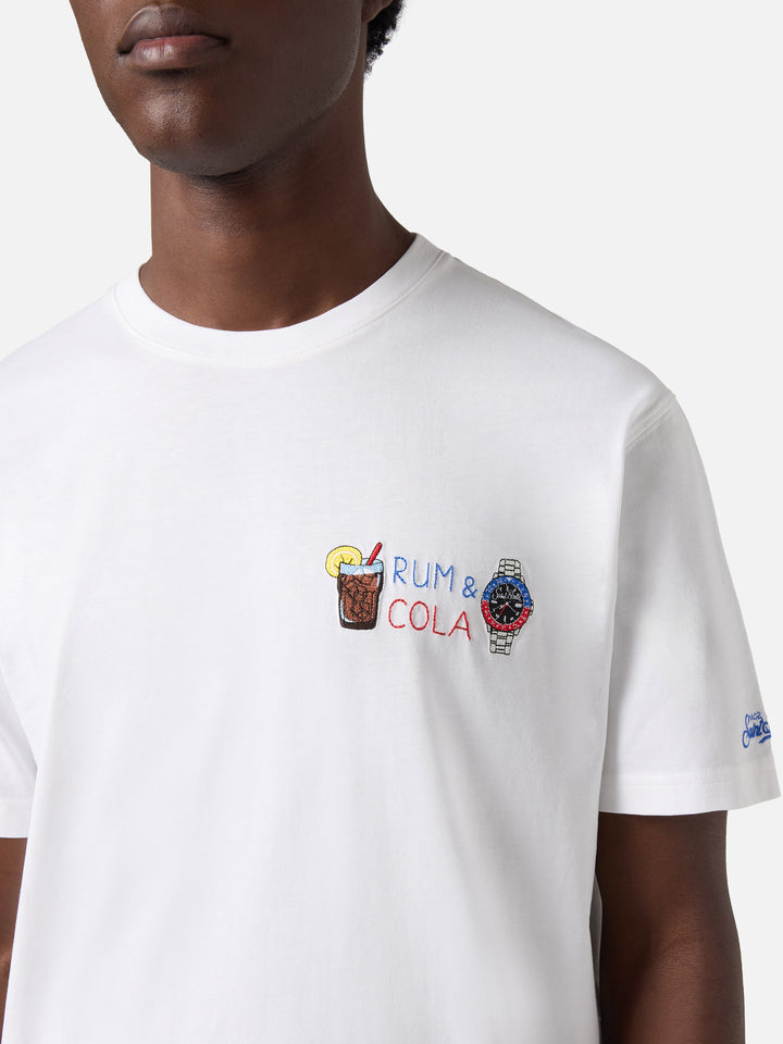 White Portofino T-shirt with Rum E Cola embroidery