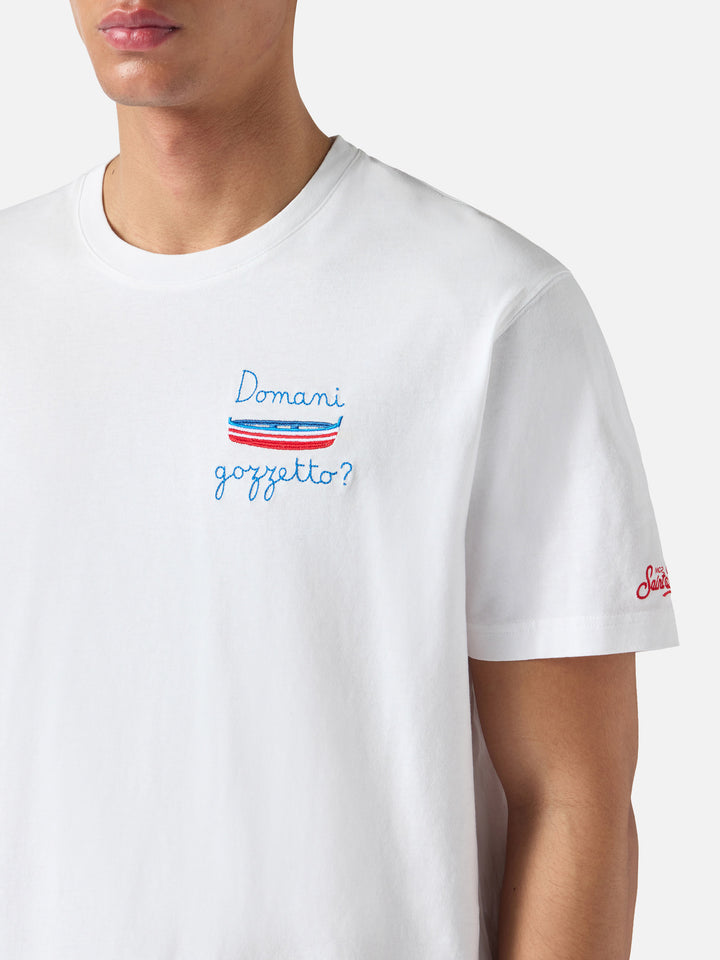 White Portofino T-shirt with Domani Gozzetto? embroidery