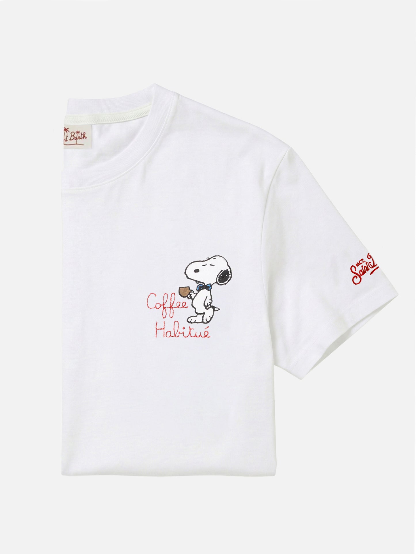 Weißes Portofino T-Shirt mit Coffee Habitué-Stickerei | Special Edition 