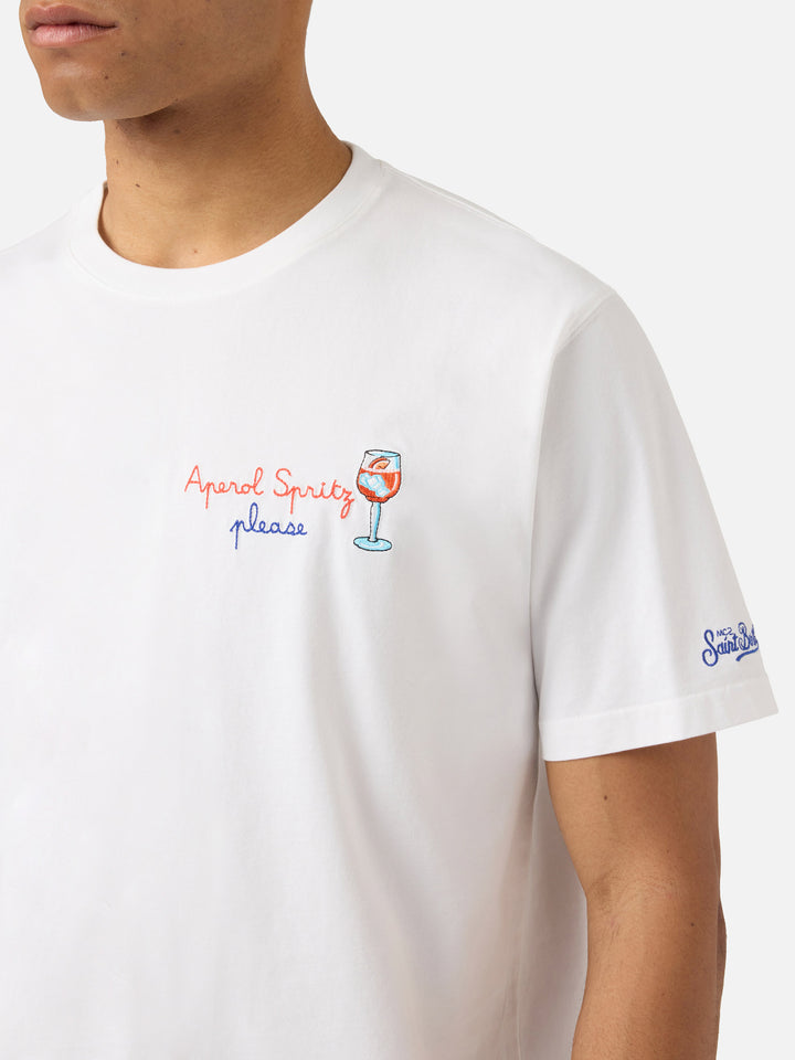 White Portofino T-shirt with Aperol Spritz Please embroidery | Special Edition