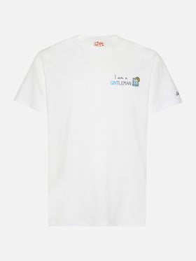 Classic fit cotton jersey t-shirt Portofino with I am a GINtleman embroidery