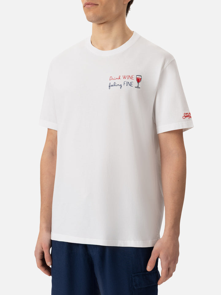 Classic fit cotton jersey t-shirt Portofino with Drink WINE feeling FINE embroidery - MC2 Saint Barth