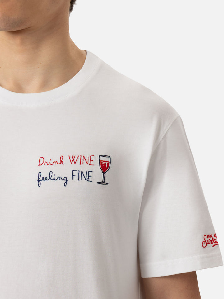 Classic fit cotton jersey t-shirt Portofino with Drink WINE feeling FINE embroidery - MC2 Saint Barth