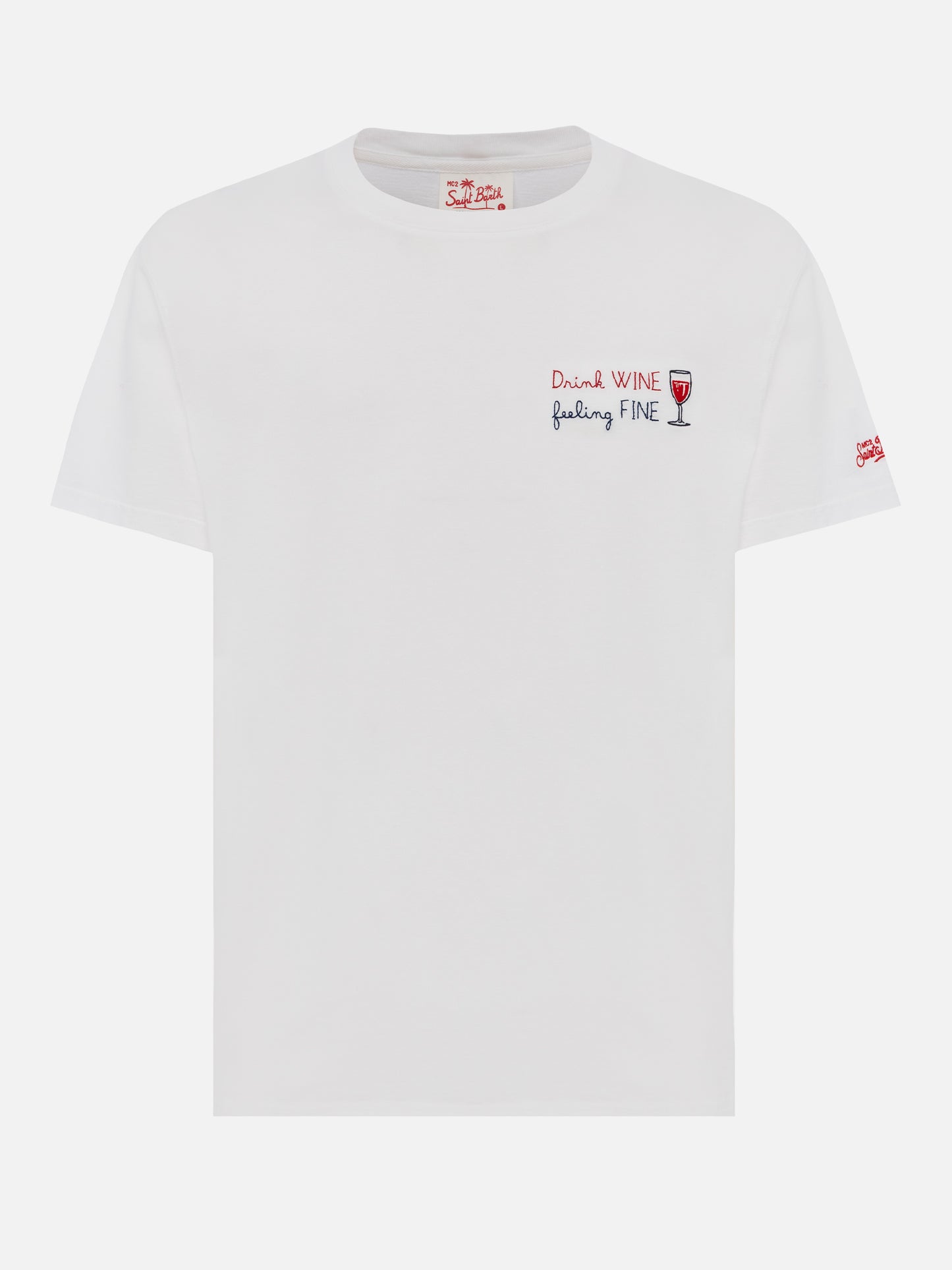 Classic fit cotton jersey t-shirt Portofino with Drink WINE feeling FINE embroidery - MC2 Saint Barth