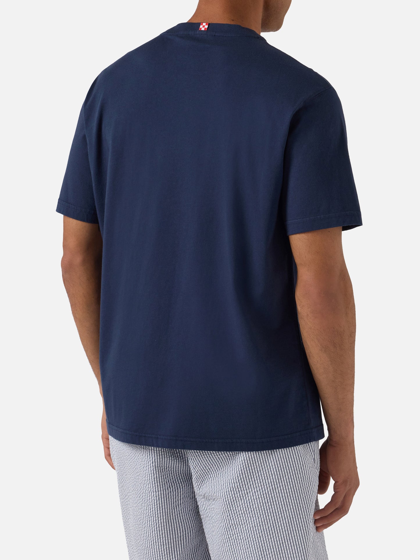 T-shirt Portofino bleu marine avec broderie voiture et "I need money" 