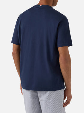 T-shirt Portofino bleu marine avec broderie voiture et "I need money" 
