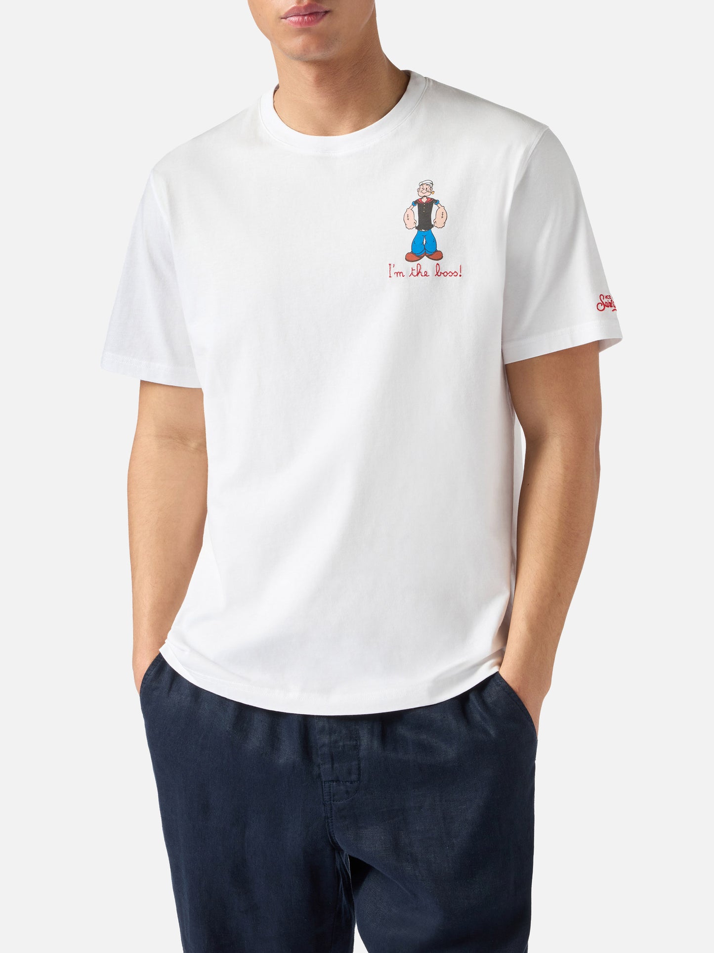 White Portofino T-shirt with I'm The Boss embroidery | Special Edition