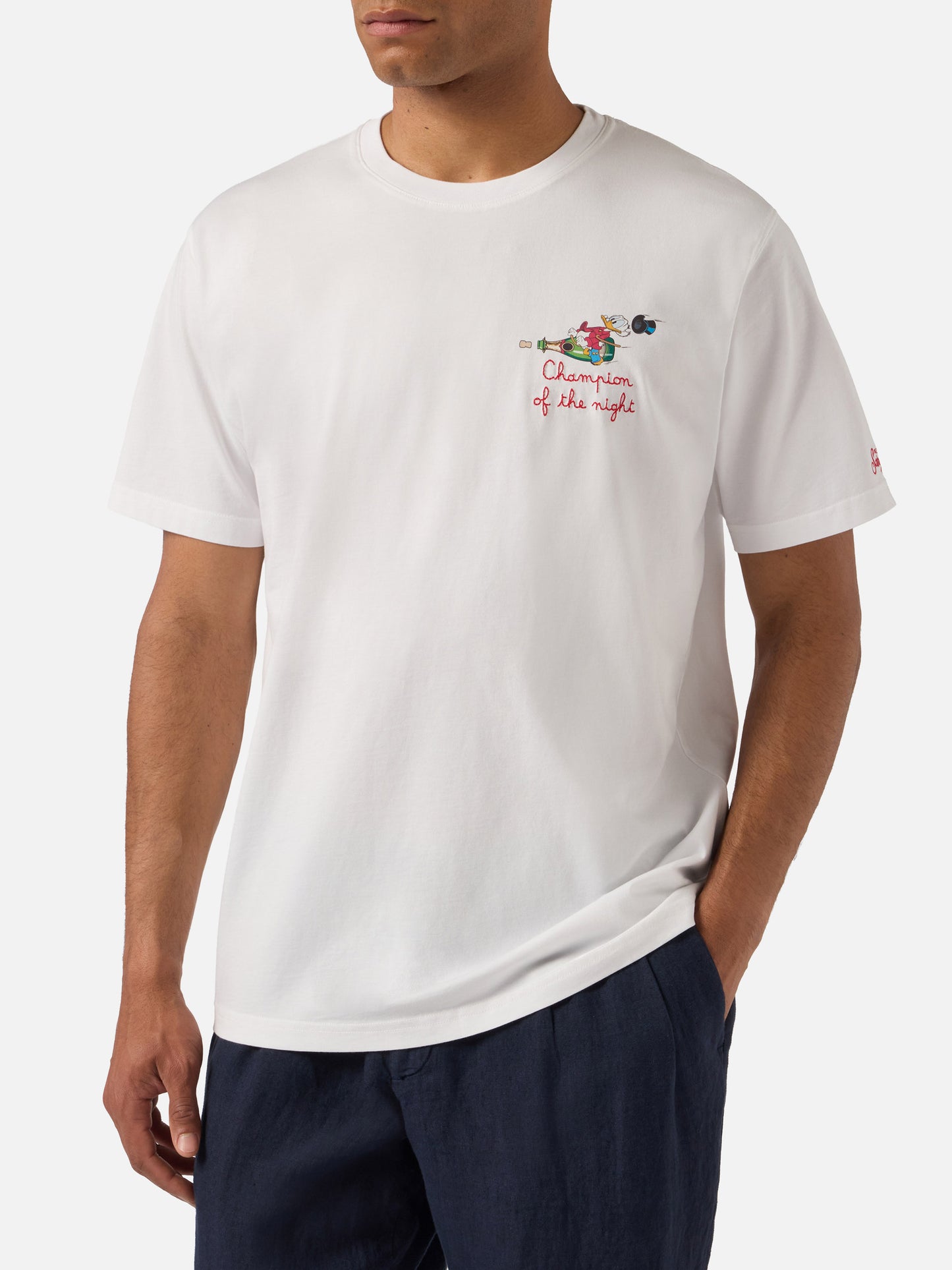 T-shirt Portofino blanc avec broderie Champion Of The Night | Édition spéciale 