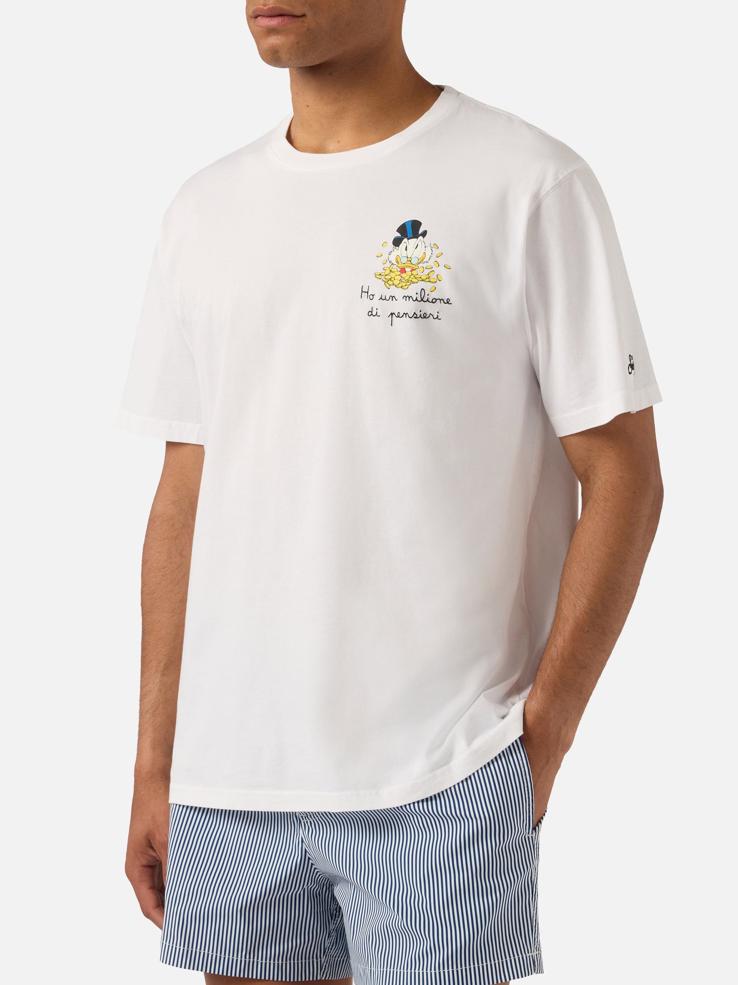 T-shirt Portofino blanc avec broderie Ho Un Milione Di Pensieri | Édition spéciale 
