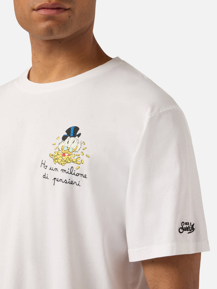 White Portofino t-shirt with Ho Un Milione Di Pensieri embroidery | Special Edition