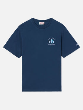 T-shirt Portofino blu con ricamo Creo Soluzioni Non Problemi