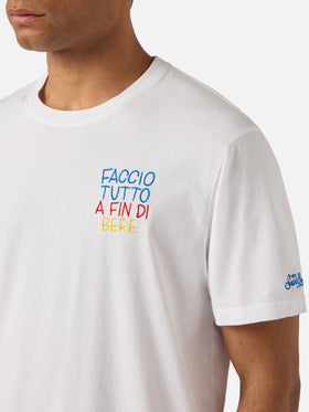 T-shirt Portofino blanc avec broderie Faccio Tutto A Fin Di Bere | Édition spéciale 