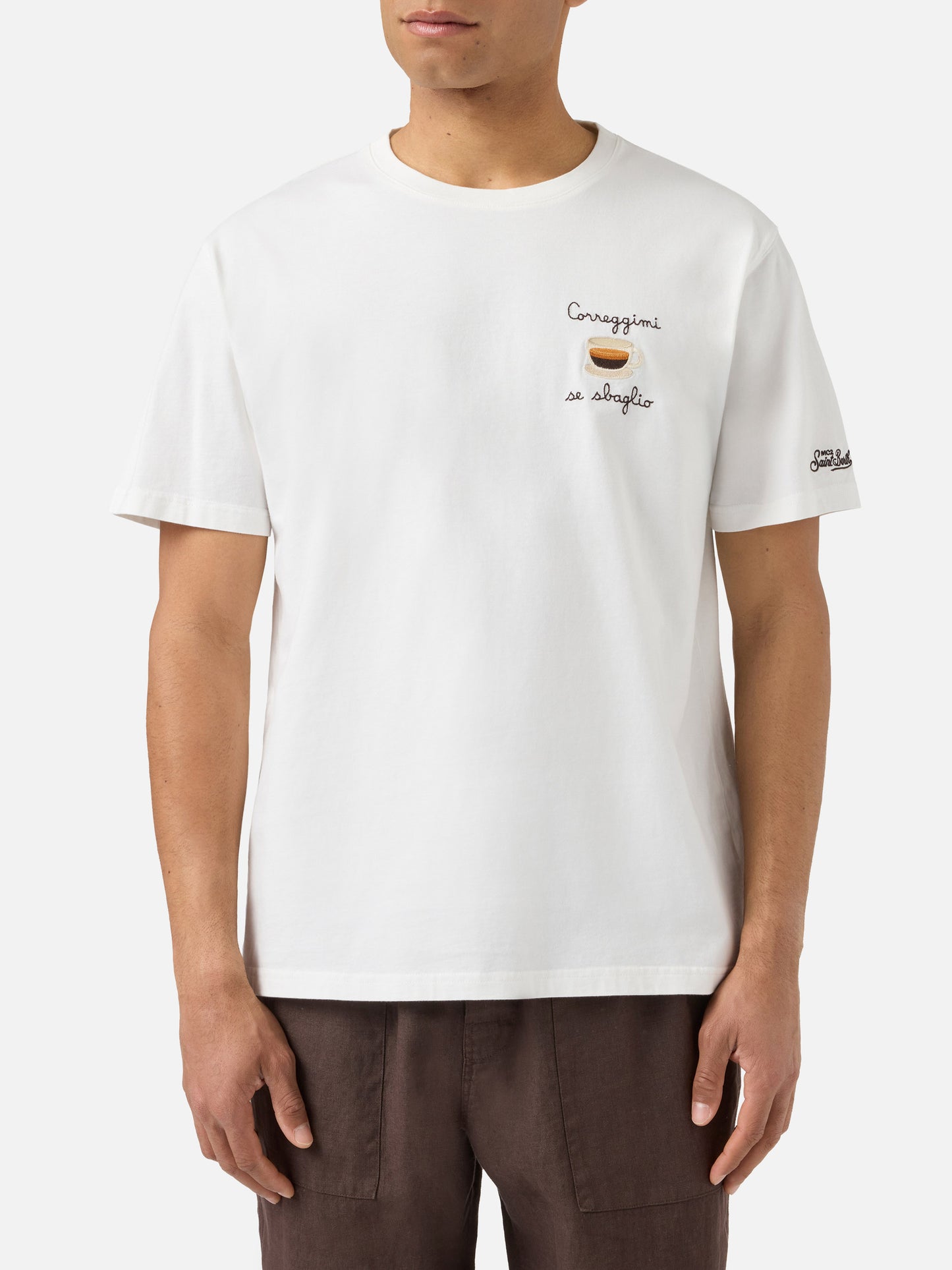 T-shirt Portofino crème avec broderie Correggimi Se Sbaglio 