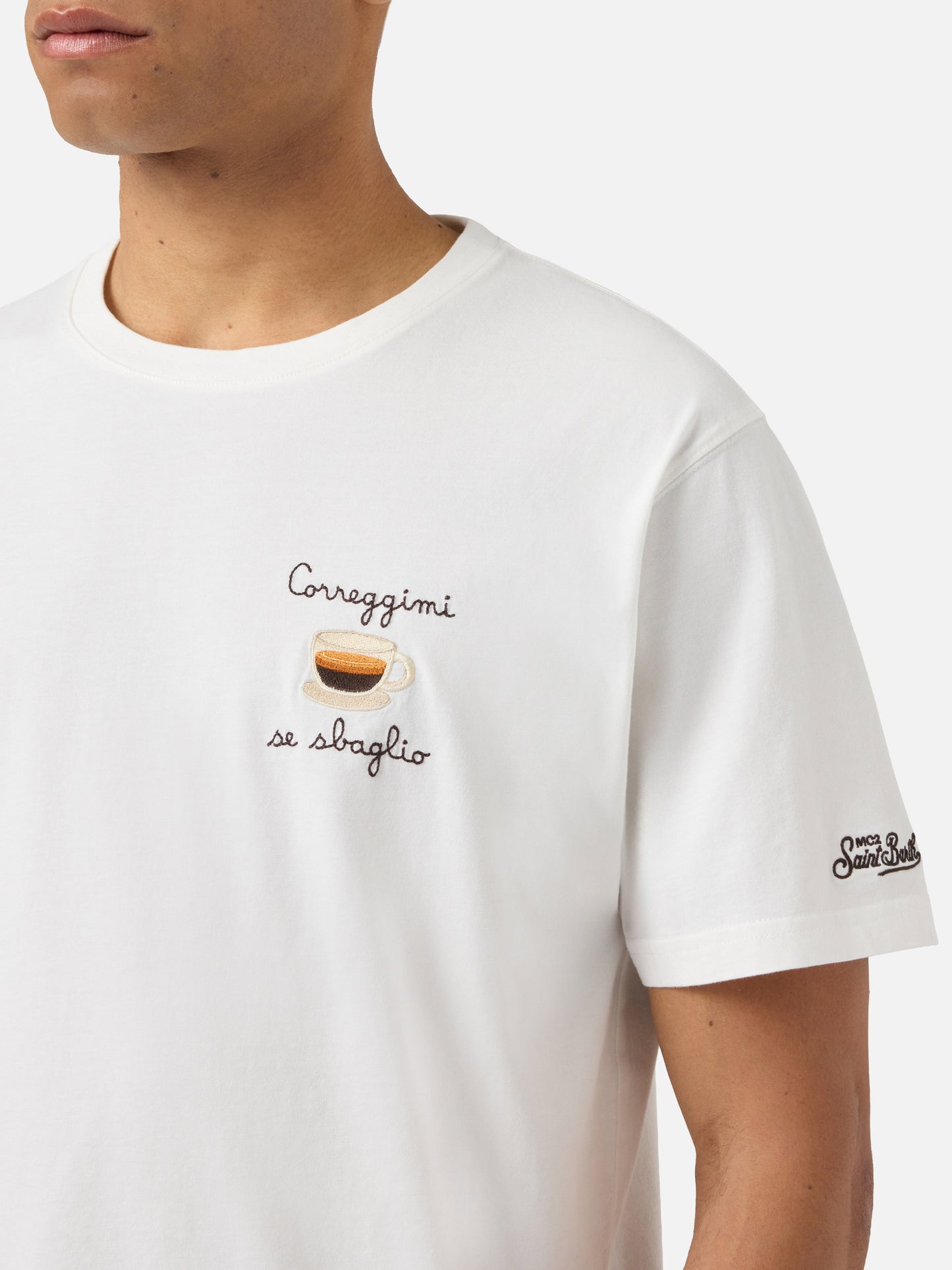 T-shirt Portofino crème avec broderie Correggimi Se Sbaglio 