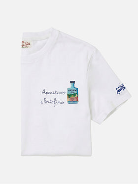 White Portofino T-shirt with Aperitivo A Portofino embroidery | Special Edition