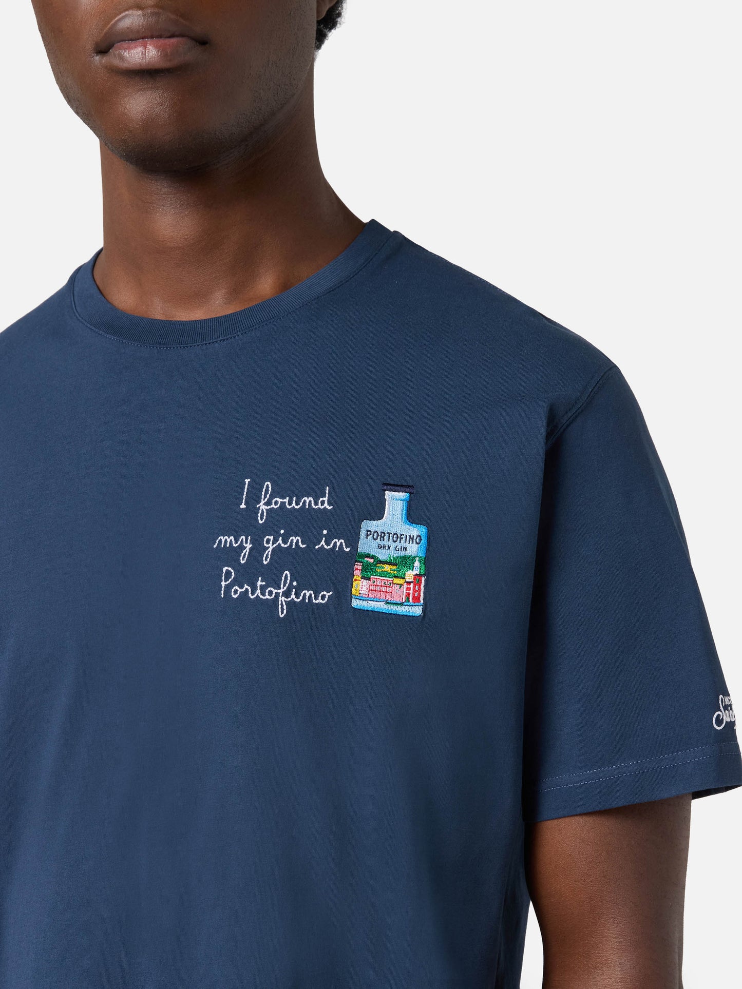 Blue Portofino T-shirt with I Found My Gin In Portofino embroidery | Special Edition