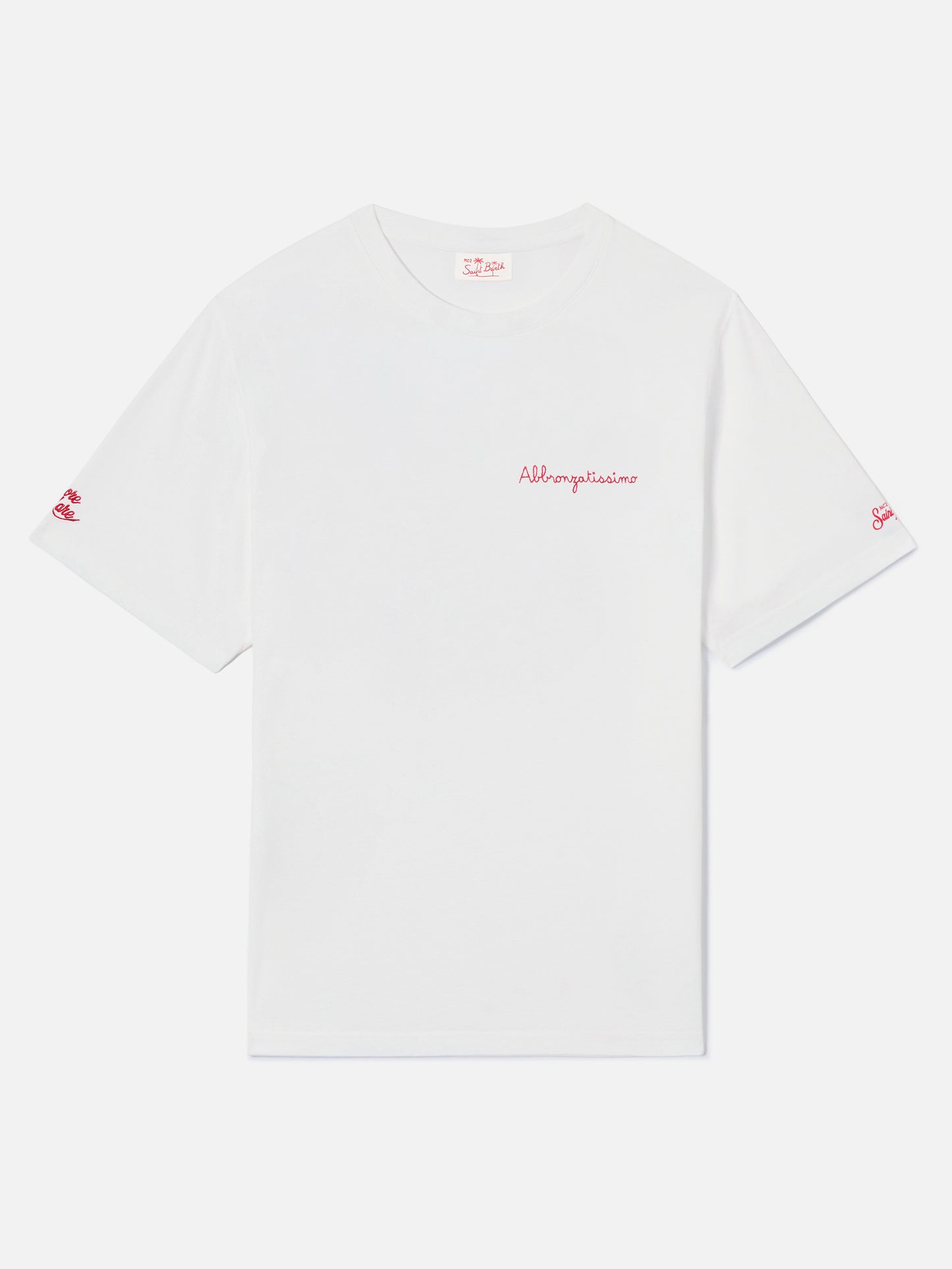 T-shirt Portofino bianca con ricamo Abbronzatissimo