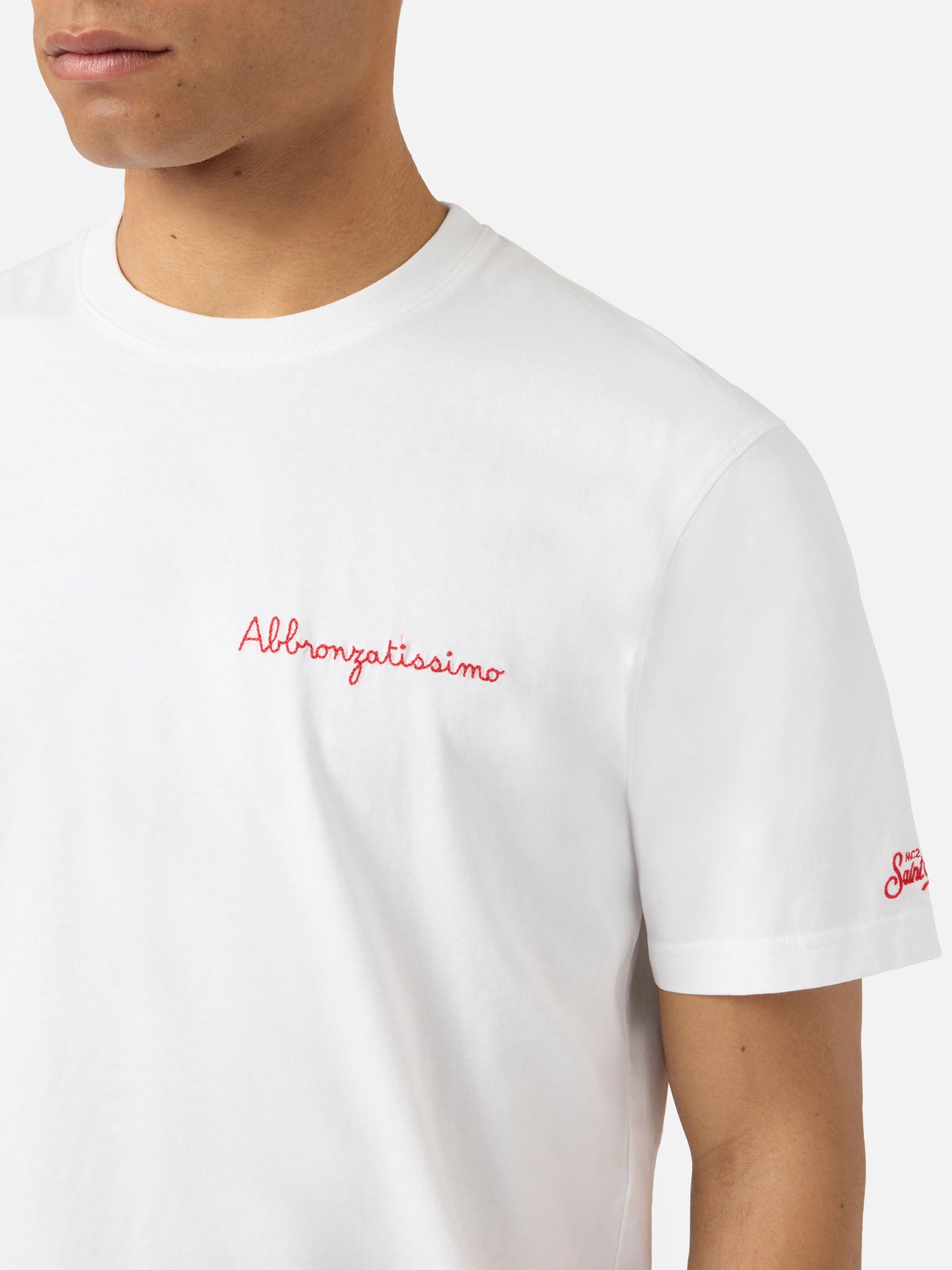 T-shirt Portofino bianca con ricamo Abbronzatissimo