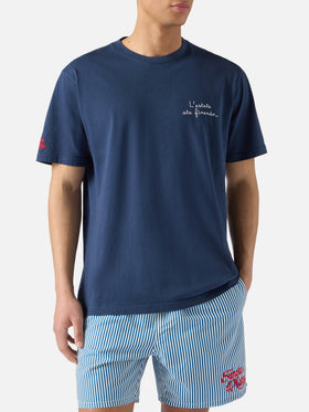 T-shirt Portofino blu con ricamo L'estate Sta Finendo