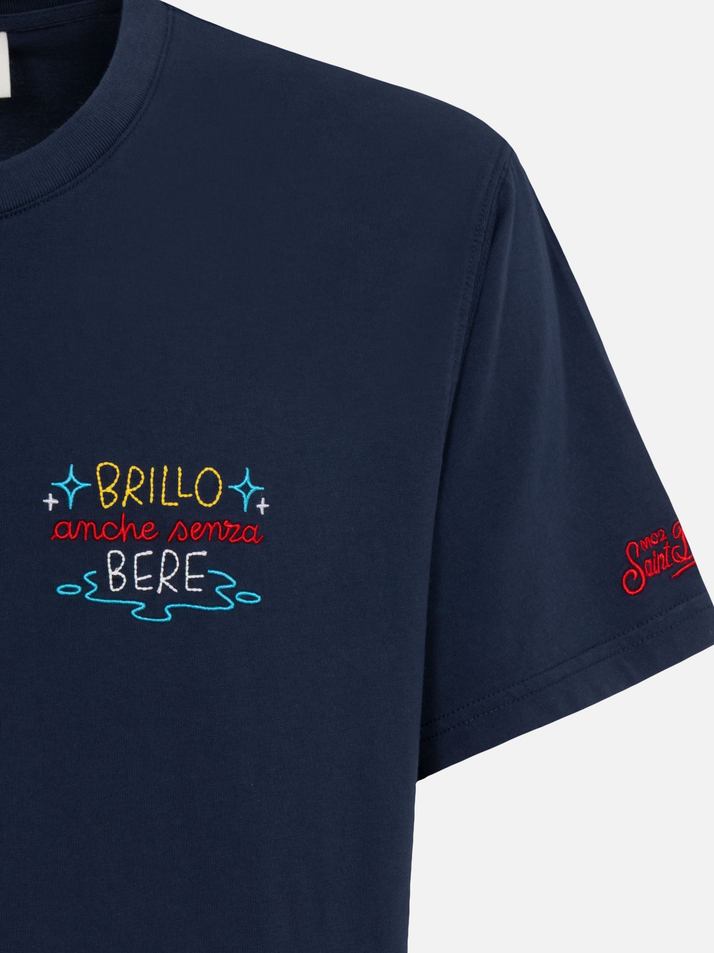 Classic fit cotton jersey t-shirt Portofino with Brillo senza bere embroidery | INSULTI LUMINOSI SPECIAL EDITION - MC2 Saint Barth