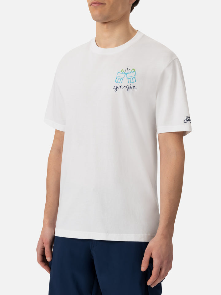 Classic fit cotton jersey t-shirt Portofino with Gin Gin embroidery | INSULTI LUMINOSI SPECIAL EDITION - MC2 Saint Barth