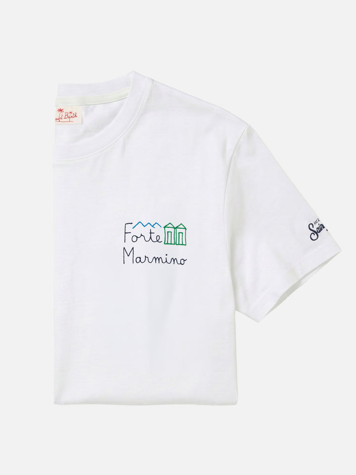 T-Shirt aus Baumwolljersey in Classic Fit Portofino mit Forte Marmino-Stickerei 