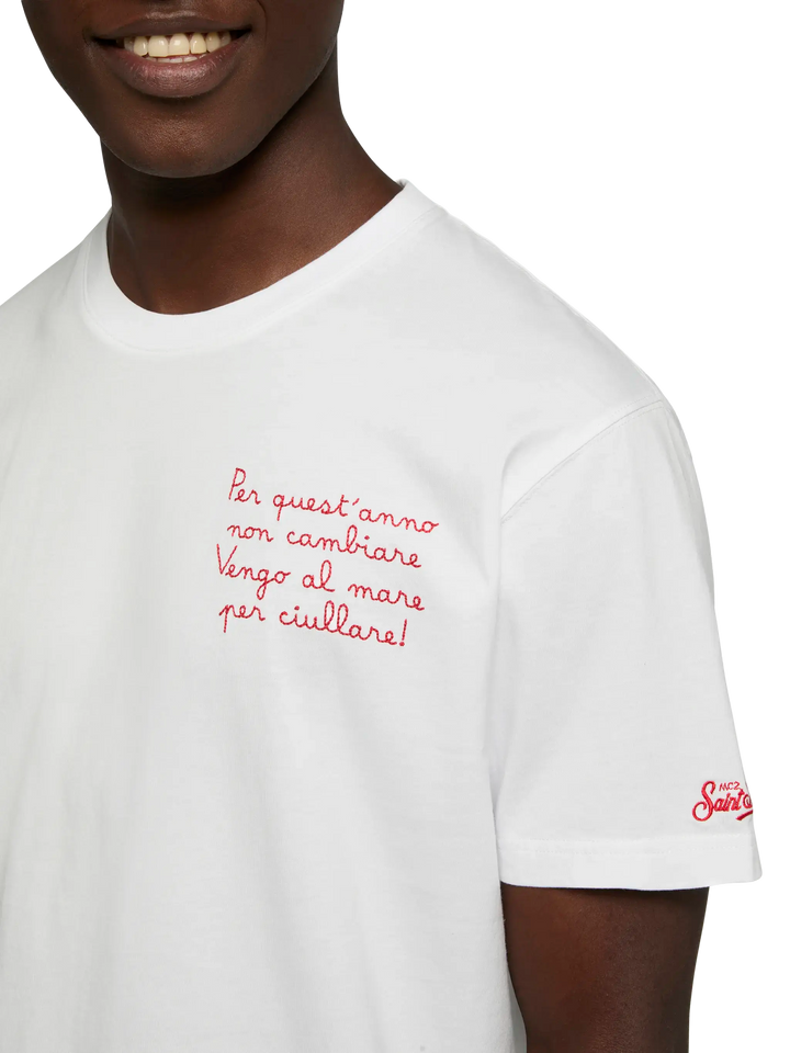 Classic fit cotton jersey t-shirt Portofino with Vengo al mare embroidery |SAPORE DI MARE SPECIAL EDITION - MC2 Saint Barth