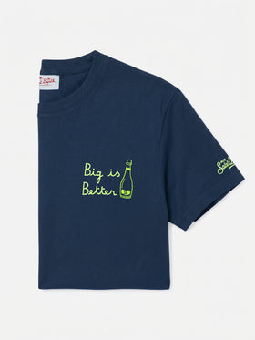 Portofino navy blue cotton Big is Better embroidered t-shirt