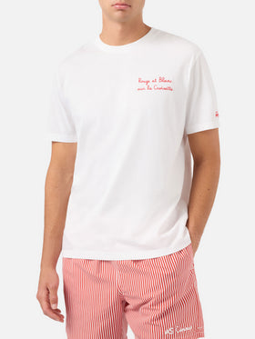 Weißes Portofino T-Shirt mit AS Cannes Rouge et Blanc sur la Croisette-Stickerei | AS CANNES SPECIAL EDITION 
