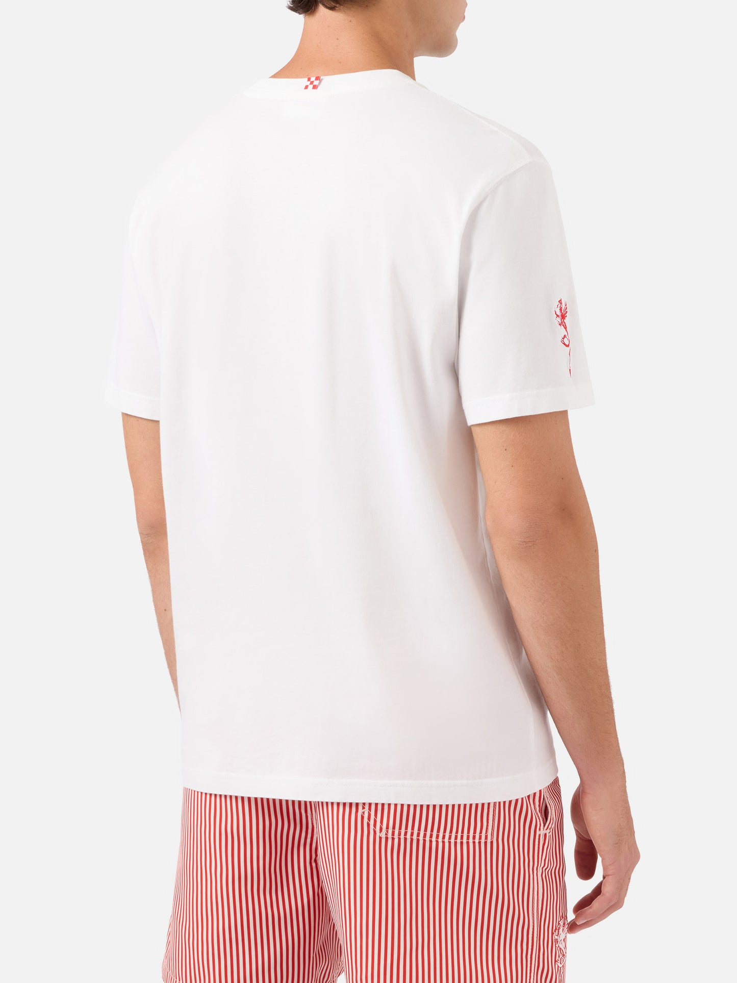 Weißes Portofino T-Shirt mit AS Cannes Rouge et Blanc sur la Croisette-Stickerei | AS CANNES SPECIAL EDITION 
