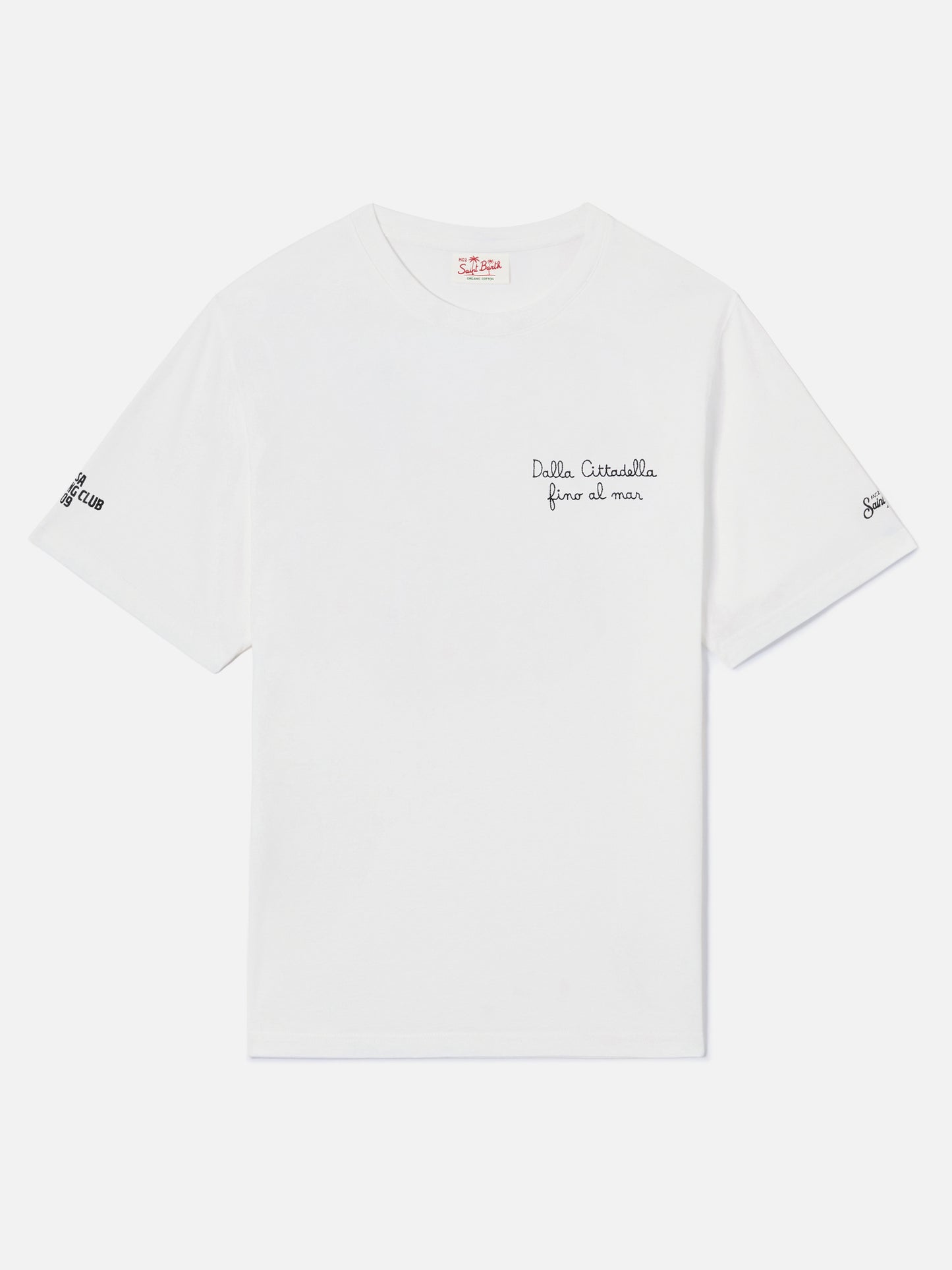Weißes Portofino T-Shirt mit Pisa SC Dalla Cittadella fino al mar-Stickerei | PISA SC SPECIAL EDITION 