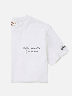 T-shirt Portofino blanc avec broderie Pisa SC Dalla Cittadella fino al mar | PISA SC SPECIAL EDITION 