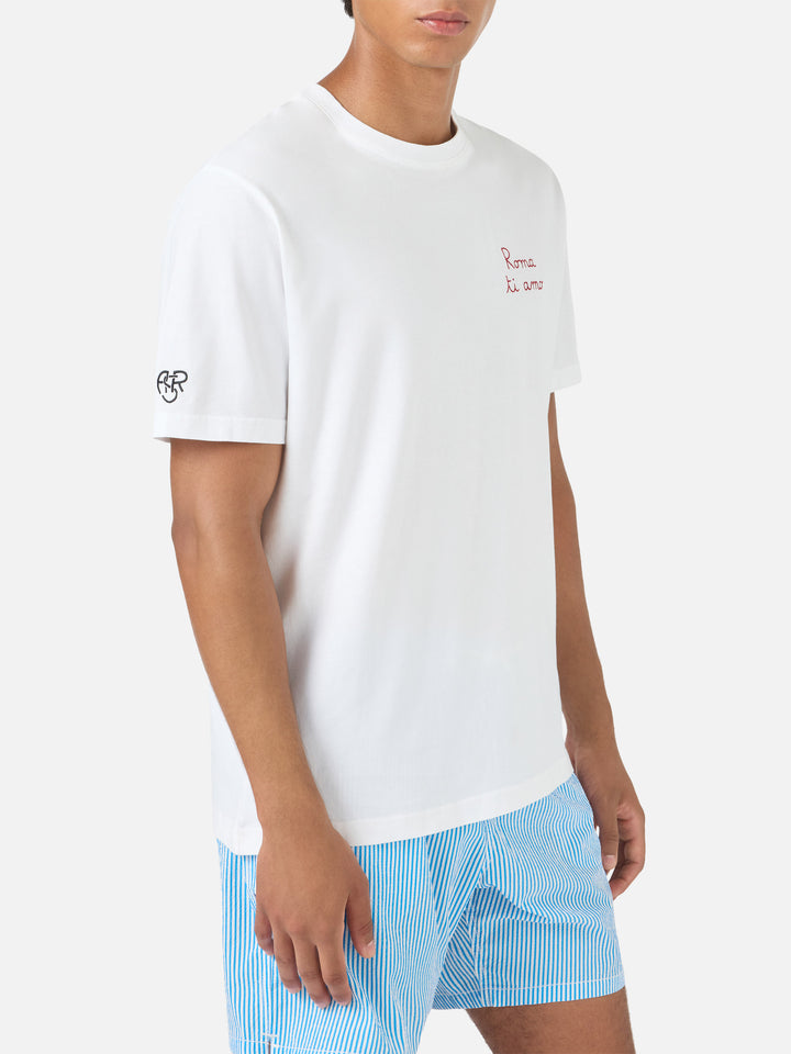 White Portofino T-shirt with Roma ti amo embroidery | AS ROMA SPECIAL EDITION