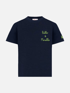 T-shirt Portofino Jr in jersey di cotone con ricamo Bello e Monello