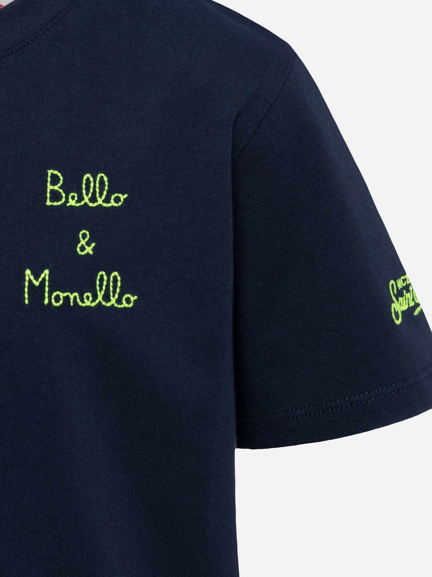 T-shirt Portofino Jr in jersey di cotone con ricamo Bello e Monello