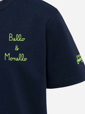 T-shirt Portofino Jr in jersey di cotone con ricamo Bello e Monello