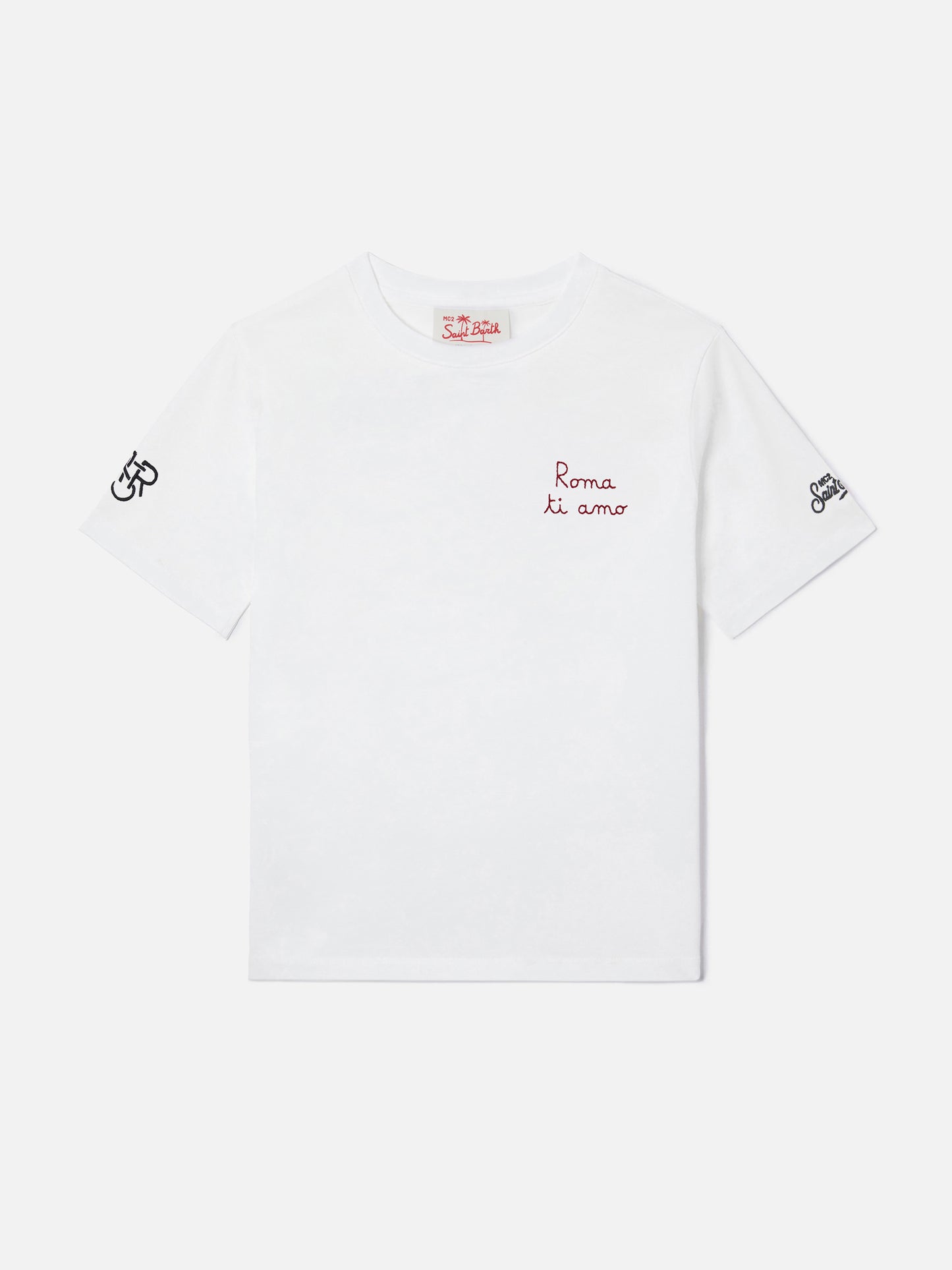 Portofino Jr white t-shirt with AS Roma Roma ti amo embroidery | AS ROMA SPECIAL EDITION