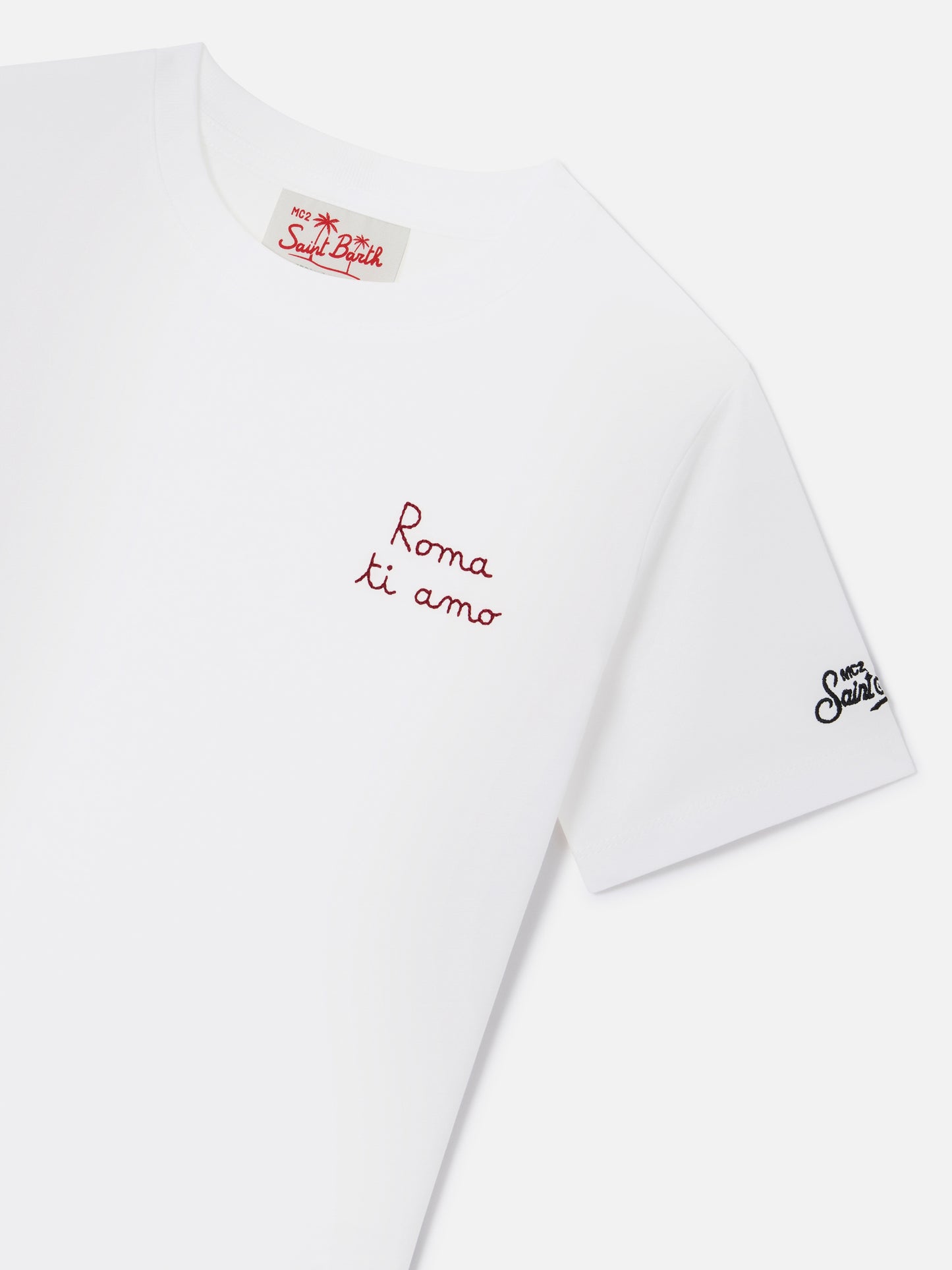 Portofino Jr white t-shirt with AS Roma Roma ti amo embroidery | AS ROMA SPECIAL EDITION