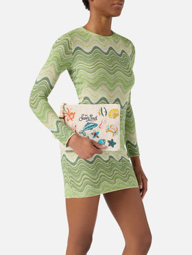 White Pouch Pearl with beaded marine motifs