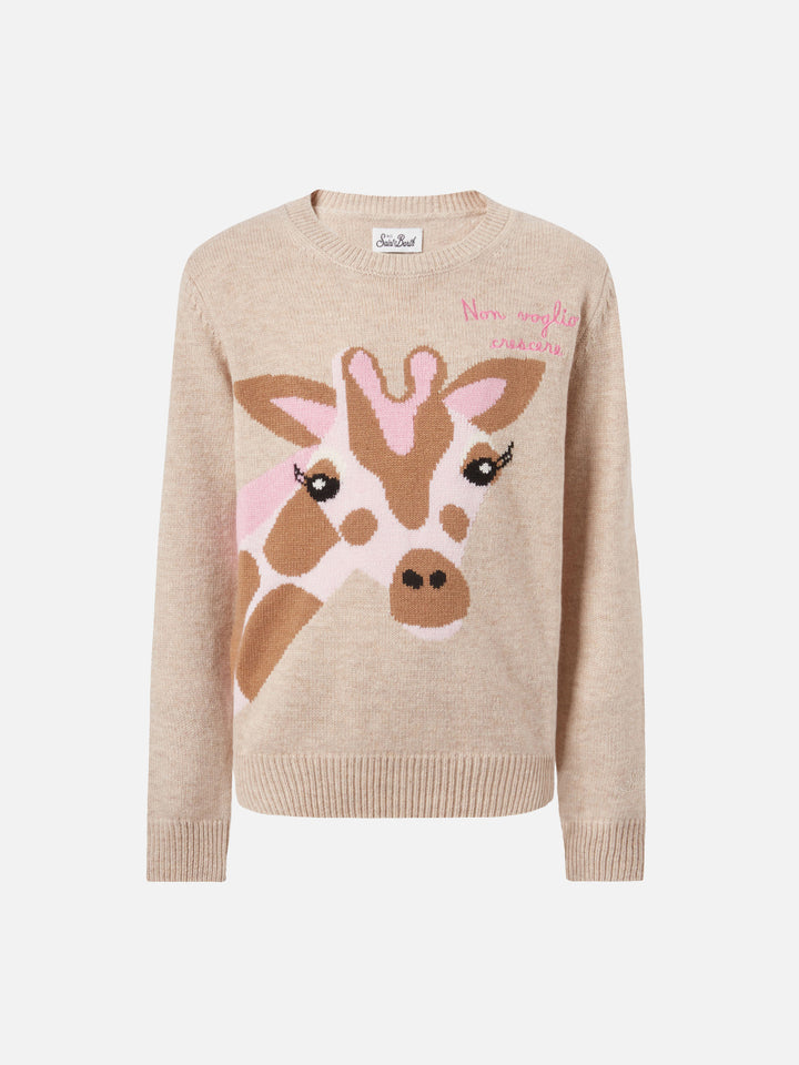 Princess cashmere-blend sweater with Non voglio crescere embroidery