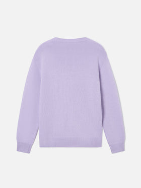 Jersey de punto con cuello redondo Lilac Princess con intarsia Dad Is My Sponsor 
