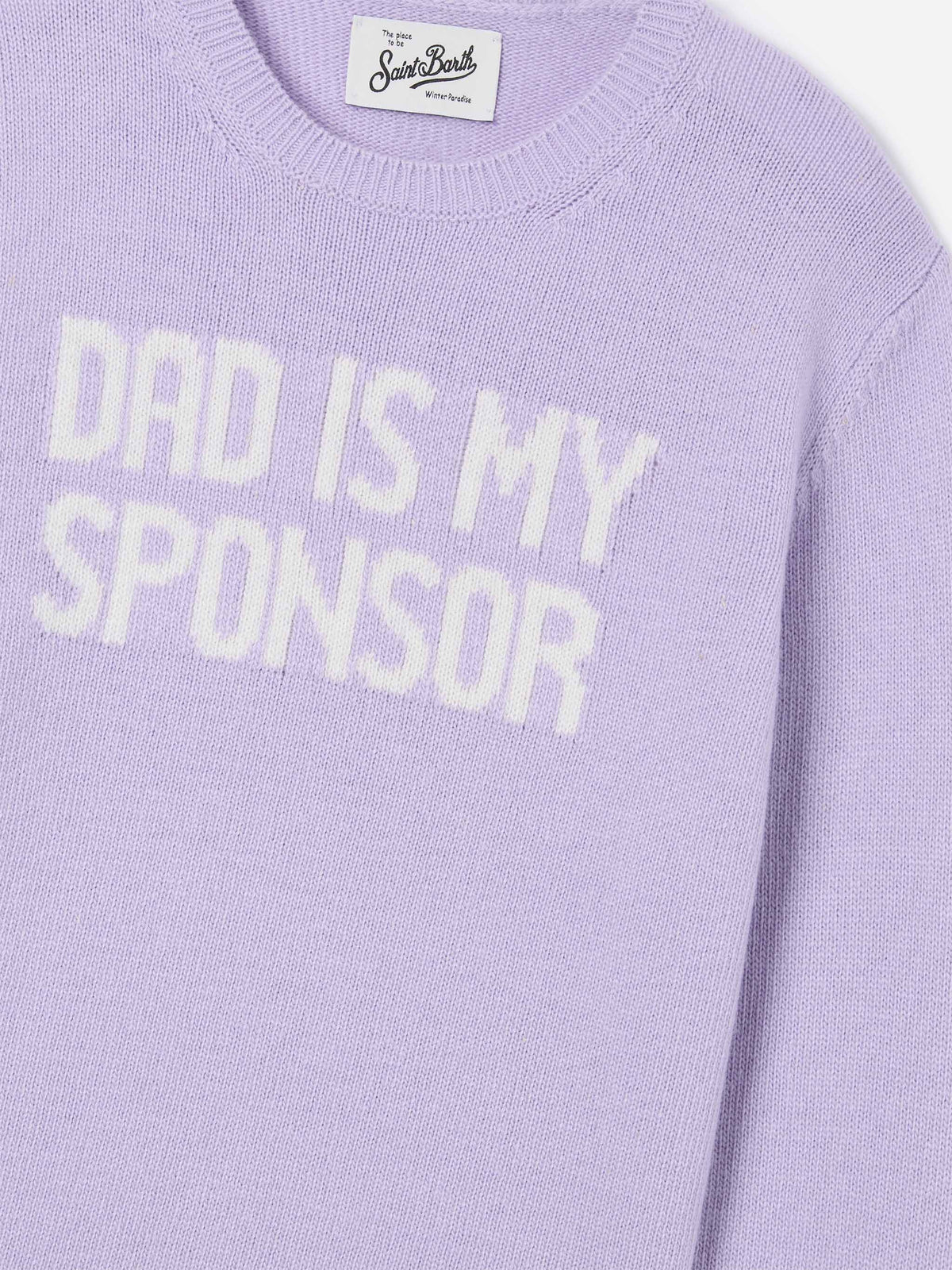 Jersey de punto con cuello redondo Lilac Princess con intarsia Dad Is My Sponsor 