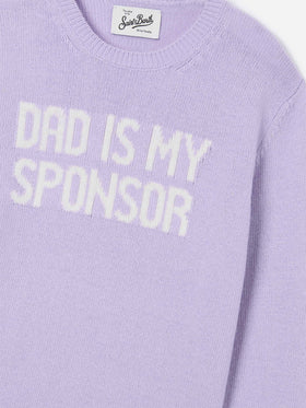 Jersey de punto con cuello redondo Lilac Princess con intarsia Dad Is My Sponsor 