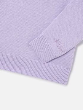 Jersey de punto con cuello redondo Lilac Princess con intarsia Dad Is My Sponsor 