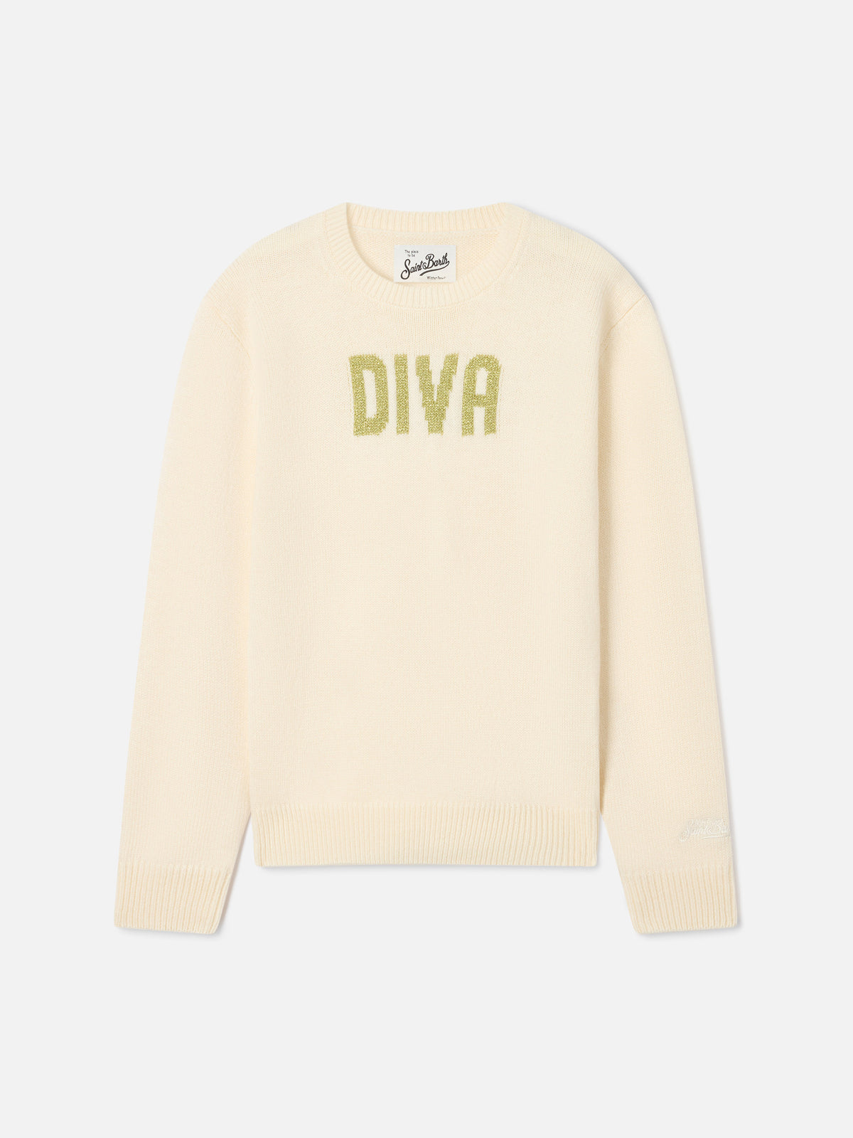 Maglia girocollo Princess panna con paillettes Diva