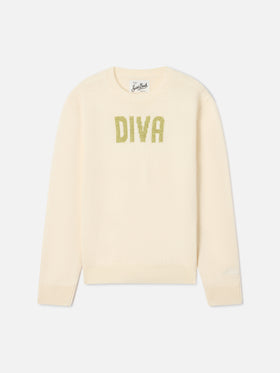 Maglia girocollo Princess panna con paillettes Diva