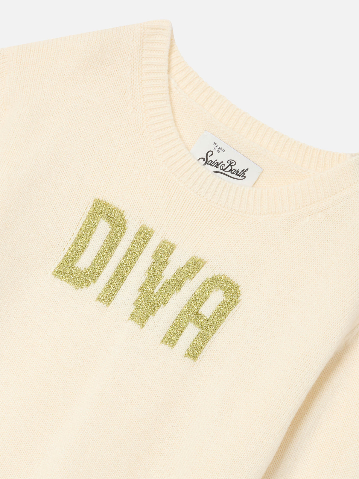 Maglia girocollo Princess panna con paillettes Diva
